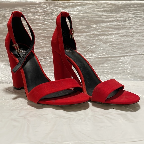 Call It Spring, bright red microsuede heels - Picture 4 of 5